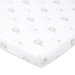 Cotton Jersey Bassinet Fitted Sheets, 2 Pack – Elephants & Chevron