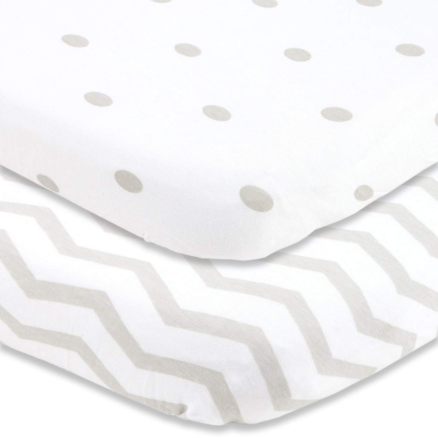 Cotton Jersey Fitted Playard Sheets, Pack – Polka Dots Chevron
