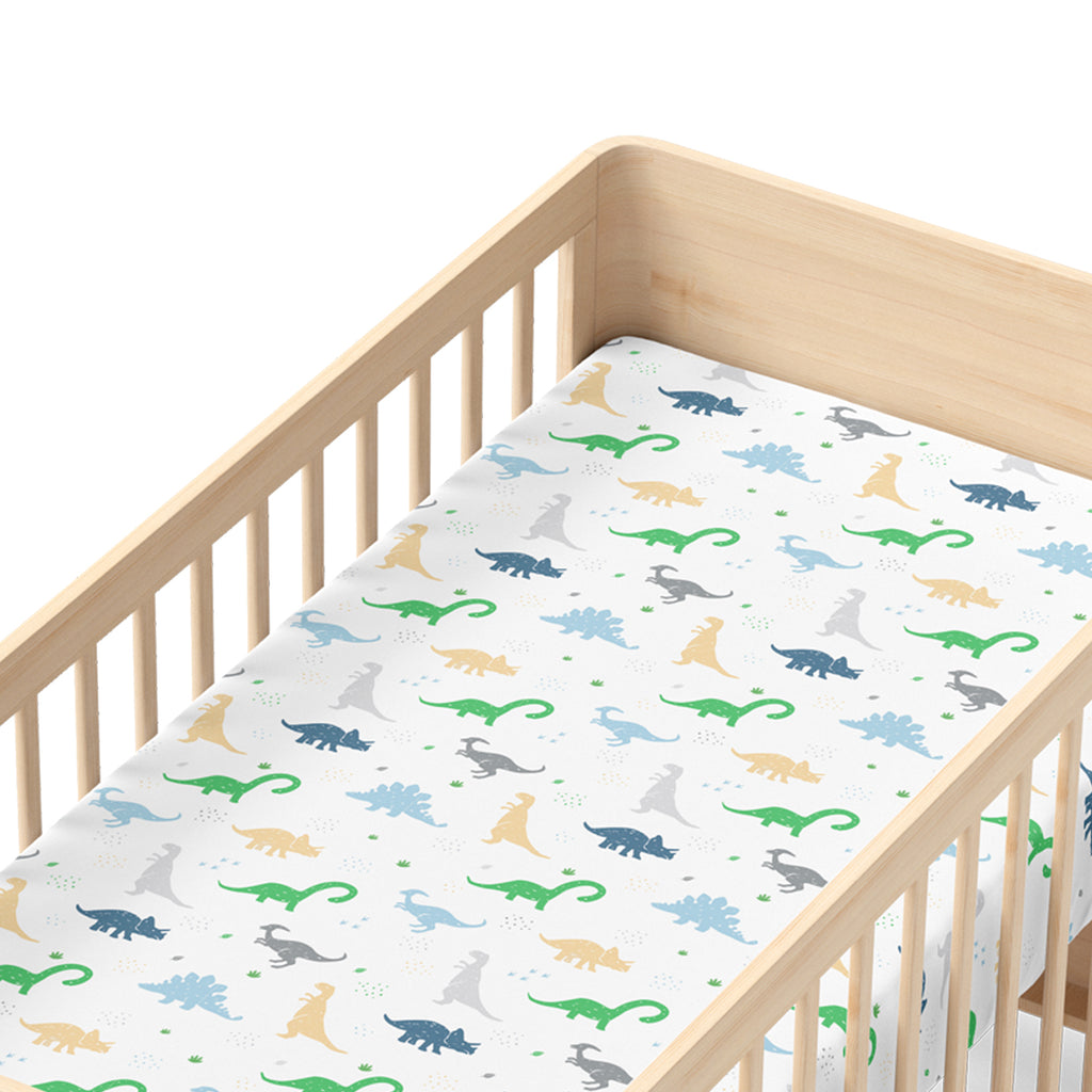 Cotton Jersey Fitted Crib Sheets – Dinosaurs