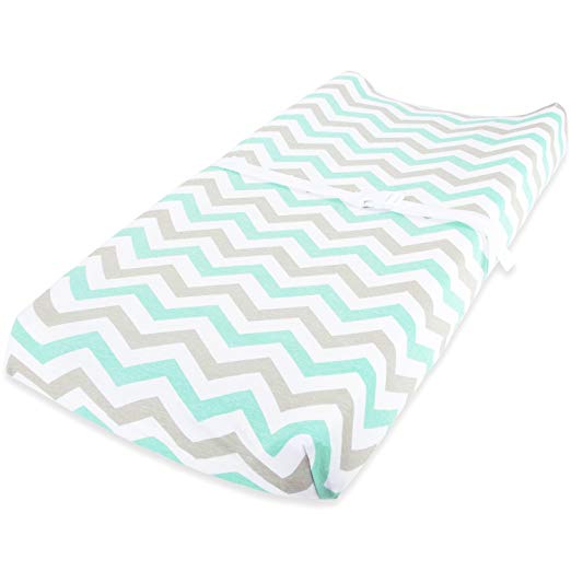 Cotton Jersey Changing Pad Covers, 2 Pack – Elephants & Chevron