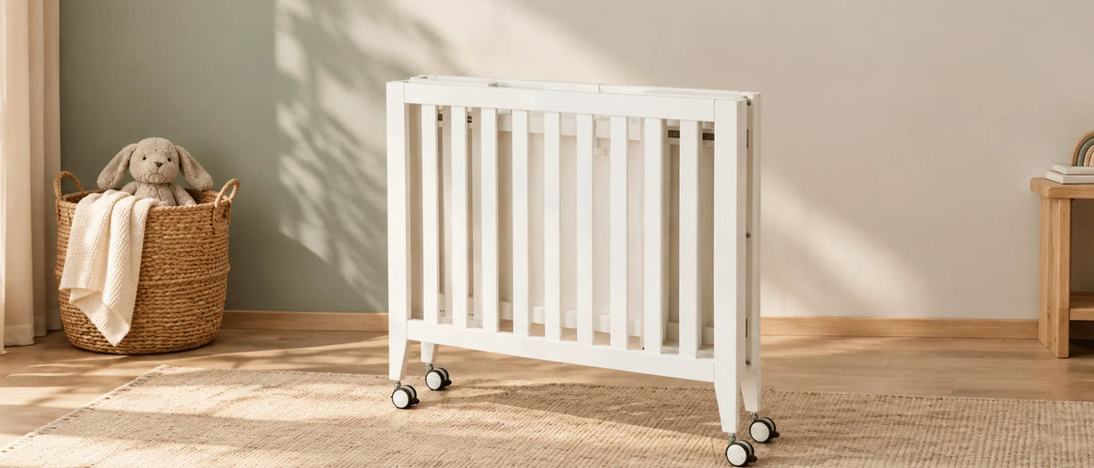 An image of a folding crib