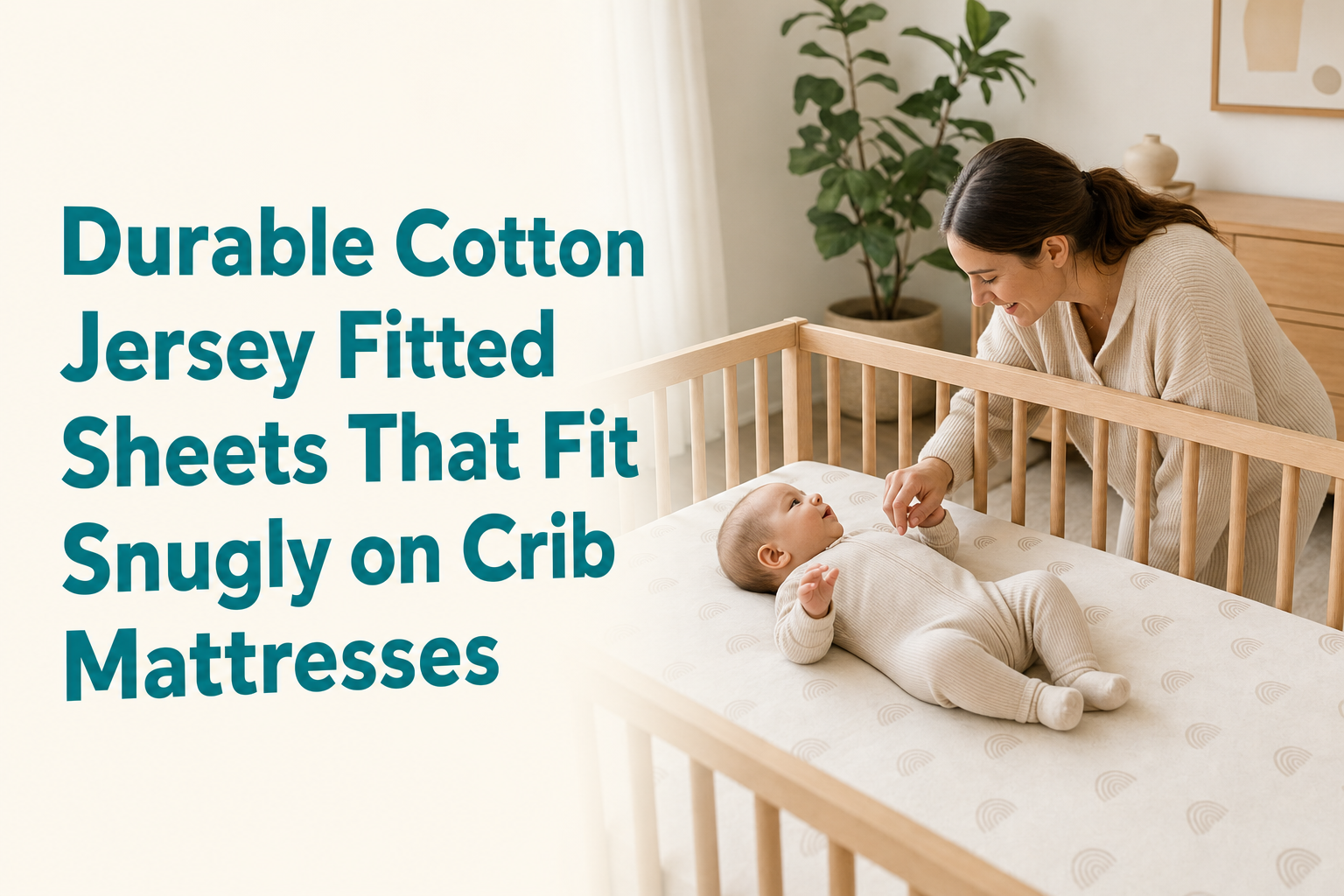 Durable cotton jersey fitted sheets that fit snugly on crib mattresses