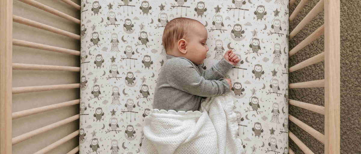 A baby sleeping in a crib