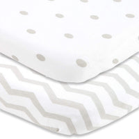 Fitted Sheets for Nestig Wave Mini Crib (20 x 30 inch) - Grey Dots & Chevron (2 Pack)