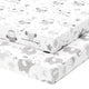 Fitted Sheets for Mini Portable Cribs Including Dream on Me, Delta Porta Crib and Arms Reach Ideal Cosleeper (24 x 38 inch) - Grey Elephants and Owls (2 Pack)