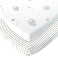 Fitted Travel Crib Sheets for Baby Bjorn Travel Crib Light (24 x 42 Inch) Grey Owls (2 Pack)