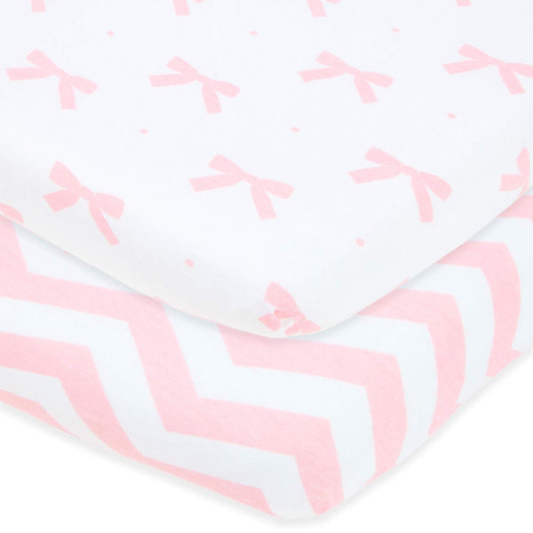 Bassinet Sheets 20x30 Inch for Graco Travel Lite Crib, Sense2Snooze, My View 4 in 1, Dream Suite and Guava Bassinet – (2 Pack) - Pink