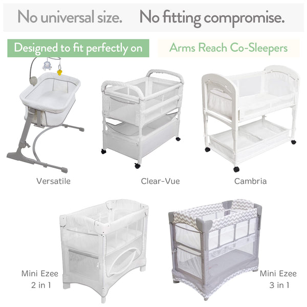 Bassinet Fitted Sheets 19 x 32 Inch for Arms Reach Cosleeper Versatile, Clear-Vue, Cambria and Mini – Cream + Brown (2 Pack)