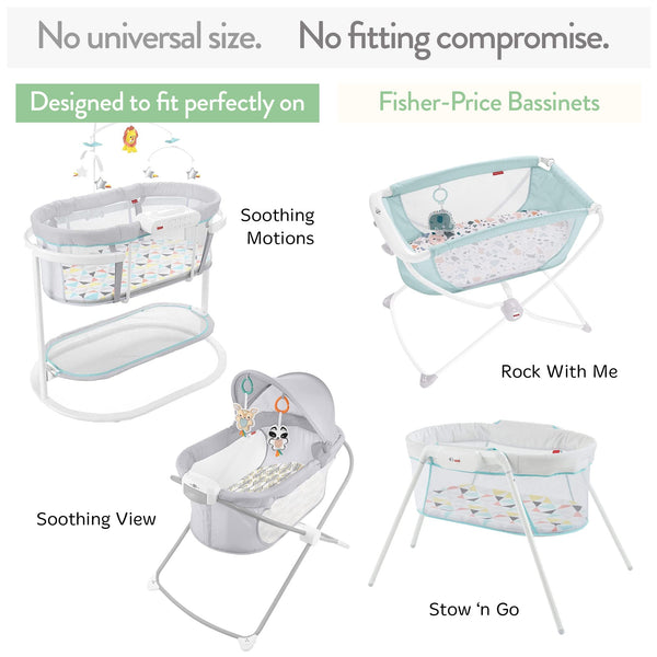 Bassinet Fitted Sheets 16 x 32 Inch for Fisher Price Bassinet Soothing Motions, Stow and Go, Rock with Me and Soothing View Bassinet – Cream + Brown (2 Pack)