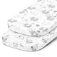 Bedside Sleeper Bassinet Sheets for 33x20 Inch Mattress Pad – Compatible with Maxi COSI Iora, Kidsclub, Angelbliss, Baby Joy, Koola Baby Bedside Bassinet - Elephants and Grey Owls (2 Pack)