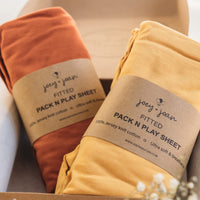 Fitted Sheets for Baby Bjorn Travel Crib Light (24 x 42 Inch) - Mustard Yellow + Burnt Orange (2 Pack)