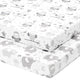 Cotton Jersey Fitted Sheets for Standard Cribs and Toddler Beds (28 x 52 inch)  – Grey White Elephant, Star, Cloud, Moon, Owl (2 Pack)