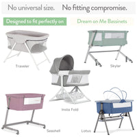 Fitted Sheets for Dream on Me Traveler Portable Bassinet & Skylar, Seashell Bedside Sleeper  (21 x 33 inch) – Light + Dark Grey (2 Pack)