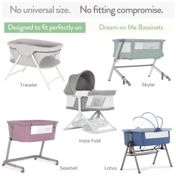 Bassinet Fitted Sheets Compatible with Dream on Me Traveler Portable Bassinet & Skylar, Seashell Bedside Sleeper – Cream + Brown (2 Pack)