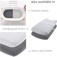 Cotton Jersey Fitted Sheets for Standard Cribs and Toddler Beds (28 x 52 inch)  – Heather Grey (2 Pack)