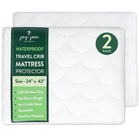 Waterproof Mattress Pad Cover for Guava Lotus, Babybjorn, Dream on Me (24 x 42 inch) - 2 Pack