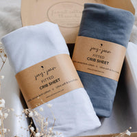 Cotton Jersey Fitted Sheets for Standard Cribs and Toddler Beds (28 x 52 inch)  – Light + Dark Grey (2 Pack)