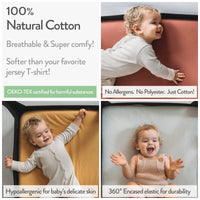Bedside Sleeper Bassinet Fitted Sheets 33x20 for Maxi COSI Iora, Koola Baby, Baby Joy, Angelbliss, Kidsclub Bedside Bassinet  – Beige + Rusty Brown (2 Pack)