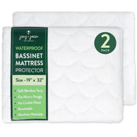 Waterproof Mattress Pad Cover Cowiewie Bassinets (19 x 32 inch) - 2 Pack