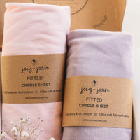 Fitted Sheets for Cradles (18 x 36 inch) – Pale Pink + Lilac (2 Pack)