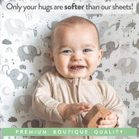 Fitted Sheets for Dream on Me Travel Light Playard (24 x 42 inch) – Grey Elephants & Owls (2 Pack)