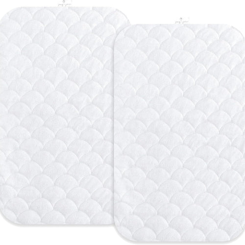 Joey + Joan Waterproof Bassinet Mattress Pad Cover Compatible with Baby Delight Beside Me Dreamer Bassinet – 2 Pack Quilted Mattress Protector Made from Ultra Soft Bamboo Viscose Terry – 21" x 33"