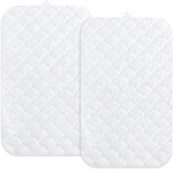 Waterproof Bassinet Mattress Pad Cover Compatible with ANGELBLISS Baby Bassinet – 2 Pack Quilted Mattress Protector – 21" x 33"