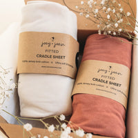 Fitted Sheets for Cradles (18 x 36 inch)  – Beige + Rusty Brown (2 Pack)