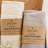 Fitted Sheets for Graco Pack n Play Playard Crib and Other (27 x 39 Inch) Playpen Mattress – Gray + Beige (2 Pack)