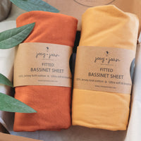 Fitted Sheets for Delta Children Simmons Kids Oval City Sleeper Bassinet (16 x 32 inch)  Mustard Yellow + Burnt Orange (2 Pack)