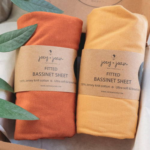 Fitted Sheets for HALO BassiNest Swivel Sleeper Mattress (18 x 30 inch)  – (2 Pack) - Mustard Yellow + Burnt Orange