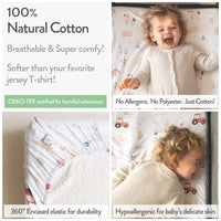 Bedside Sleeper Bassinet Fitted Sheets 33x20 for Maxi COSI Iora, Koola Baby, Baby Joy, Angelbliss, Kidsclub Bedside Bassinet – Farm Animals (2 Pack)