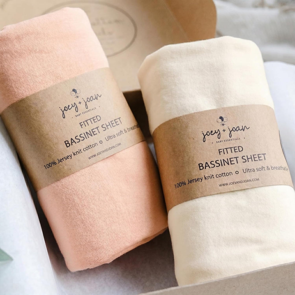 Fitted Sheets for Maxi COSI Iora Bedside Bassinet (33 x 20 Inch) – Peach + Ivory (2 Pack)