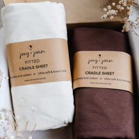 Fitted Sheets for Cradles (18 x 36 inch) – Cream + Brown (2 Pack)