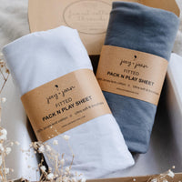 Fitted Sheets for Baby Bjorn Travel Crib Light (24 x 42 Inch) - Light + Dark Grey (2 Pack)