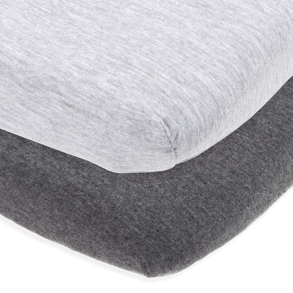 Bassinet Sheets 20x30 Inch for Graco Travel Lite Crib, Sense2Snooze, My View 4 in 1, Dream Suite and Guava Bassinet – (2 Pack) - Heather Grey