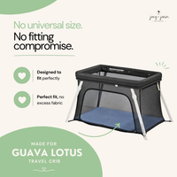 Fitted Sheets for Guava Lotus Travel Crib and 24 x 42 Inch Travel Light Playard Mattress – Blue + Off-White (2 Pack)