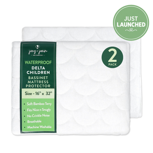 Waterproof Mattress Pad Cover Delta Children Simmons Kids Oval City Sleeper Bassinet (16 x 32 inch) - 2 Pack