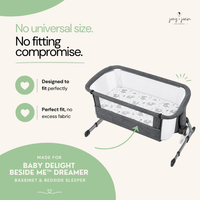 Bassinet Fitted Sheets for Baby Beside Dreamer Bassinet & Bedside Sleeper – Grey Elephants, Cloud, Stars, Moon, Owl (2 Pack)