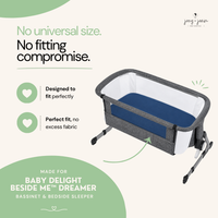Fitted Sheets for Baby Delight Beside Me Dreamer Bassinet & Bedside Sleeper  (33 x 20 inch) – Dusty Blue + Navy (2 Pack)