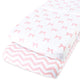 Cotton Jersey Changing Pad Covers (16 x 32 inch) - Pink Bows & Chevron (2 Pack)