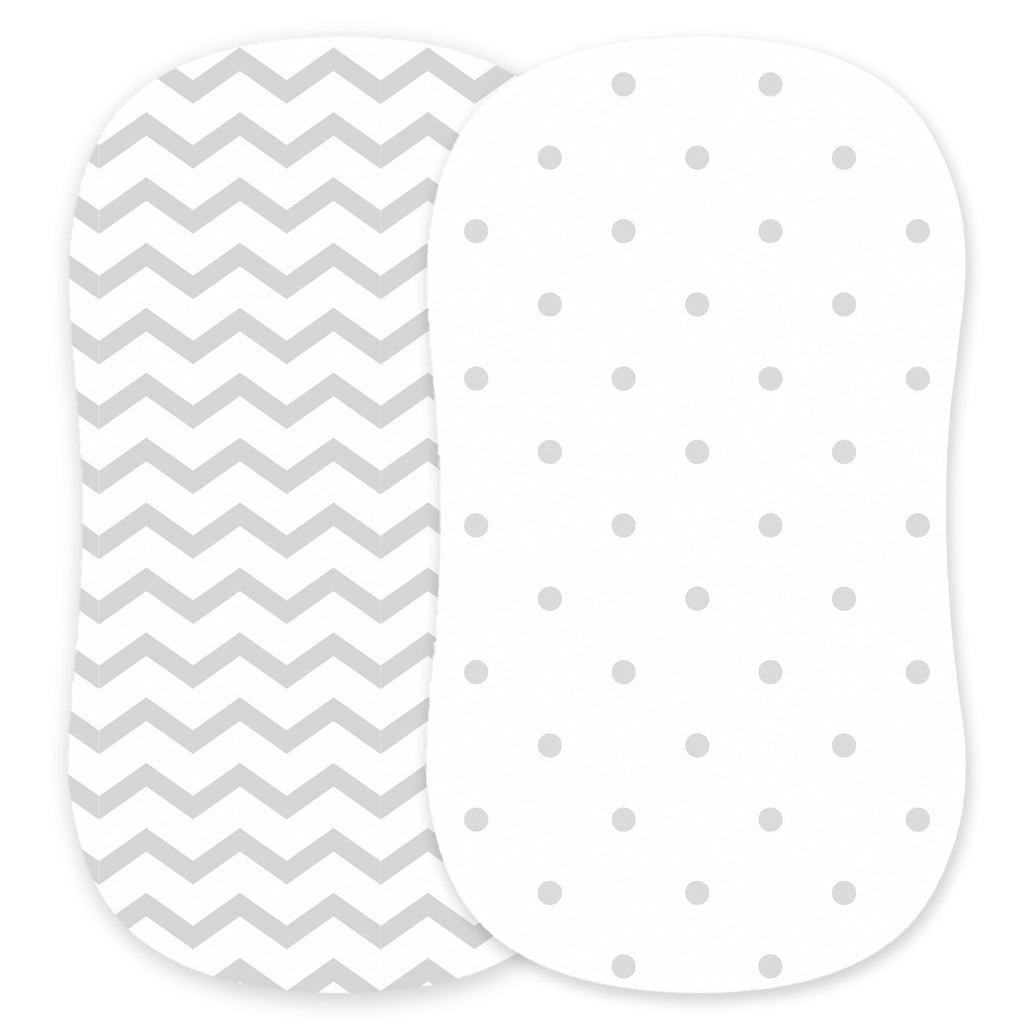 Cotton Jersey Bassinet Fitted Sheets, 2 Pack – Dots & Chevron