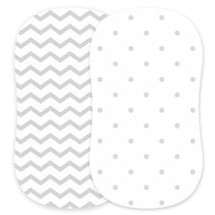 Cotton Jersey Bassinet Fitted Sheets, 2 Pack – Dots & Chevron