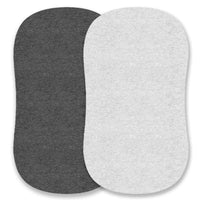 Fitted Sheets for Oval Bassinets (15 x 33 inch) - Heather Grey (2 Pack)
