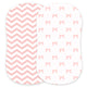 Fitted Sheets for Oval Bassinets (15 x 33 inch) - Pink Bows and Chevrons (2 Pack)