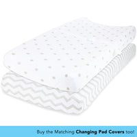 Fitted Sheets for Oval Bassinets (15 x 33 inch) - Polka Dots and Chevrons (2 Pack)