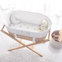 Fitted Sheets for Oval Bassinets (15 x 33 inch) - Stripes & Lamb (2 Pack)