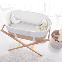 Fitted Sheets for Oval Bassinets (15 x 33 inch) - Stripes & Lamb (2 Pack)