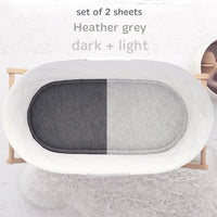 Fitted Sheets for Oval Bassinets (15 x 33 inch) - Heather Grey (2 Pack)