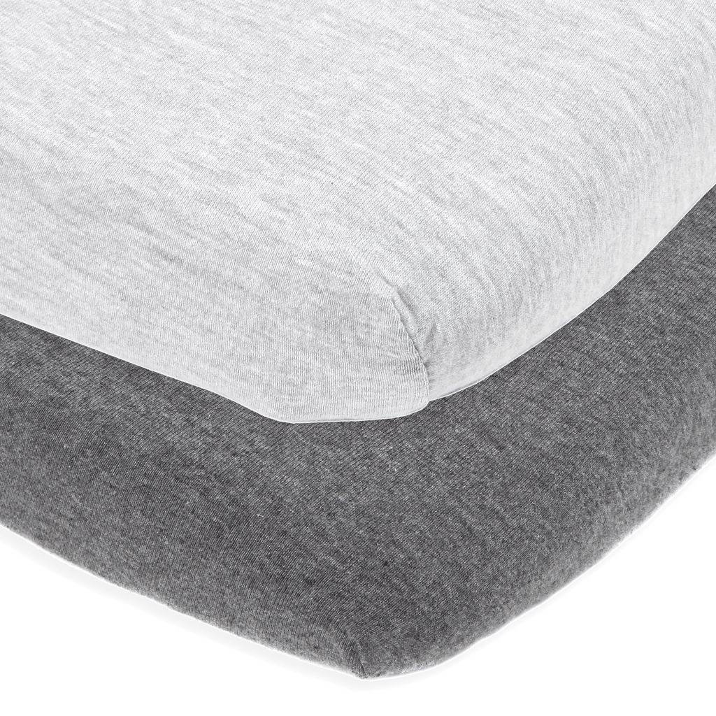 Cotton Jersey Bassinet Fitted Sheets, 2 Pack – Heather Grey